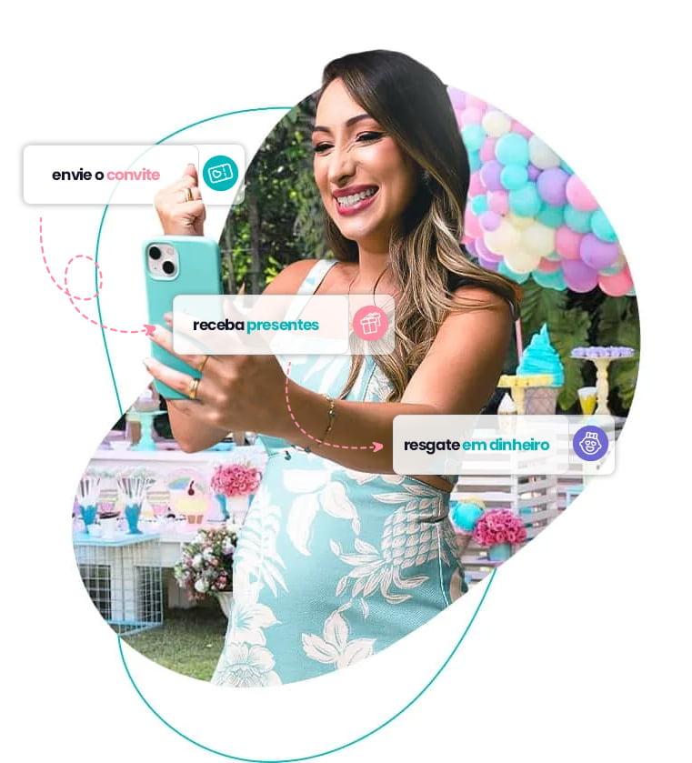 Grávida Sorrindo com iFraldas no Celular