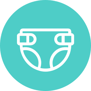 Ícone de uma fralda representando a criação de uma lista de chá de fraldas