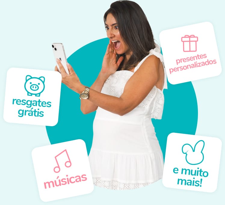 Grávida feliz com a iFraldas Premium Grátis