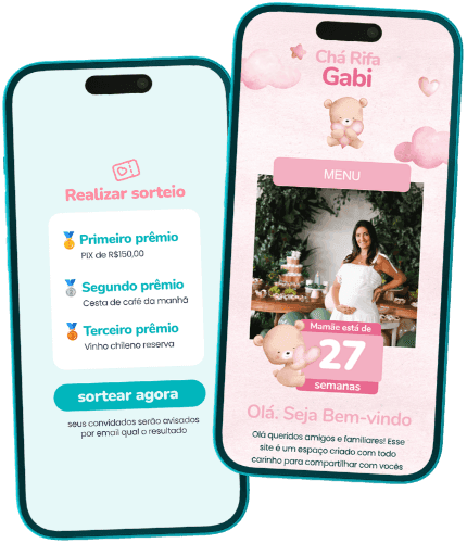 Smartphones com sorteio de chá rifa na tela